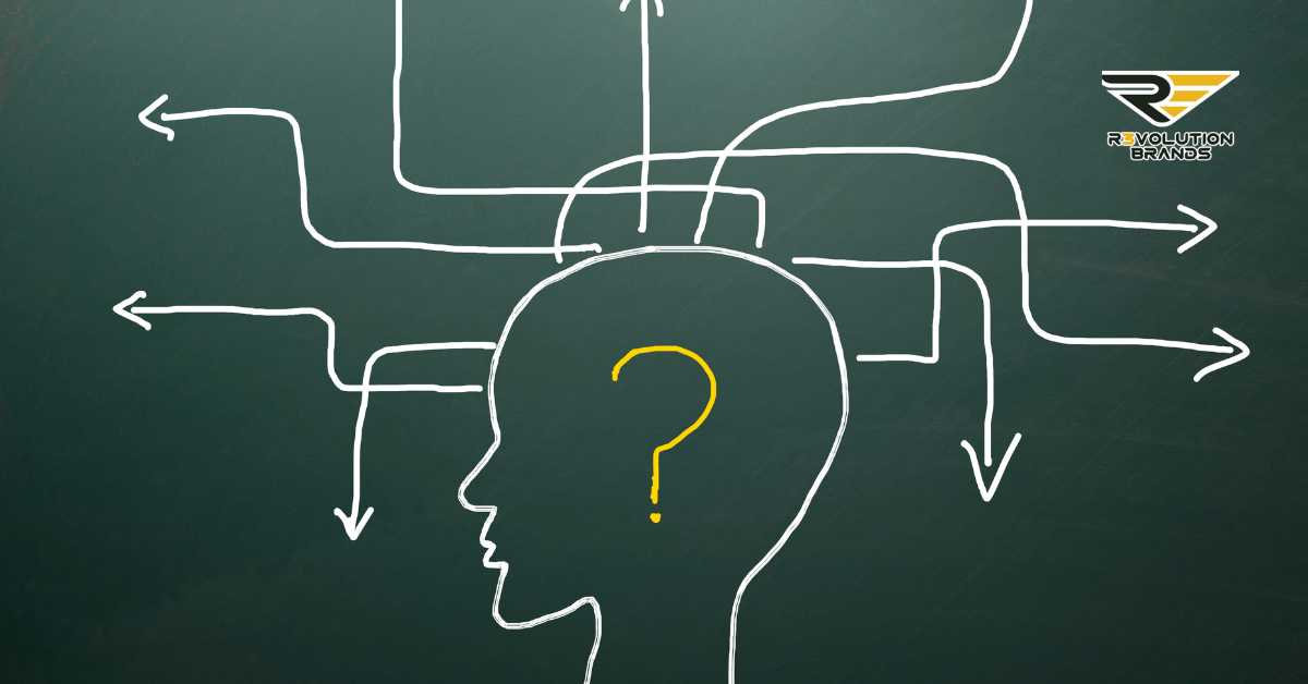 The image features a chalkboard with a drawing of a human head in profile, inside of which is a question mark. From the head, several branching arrows extend outward, representing different paths or decisions. This graphic symbolizes the process of decision-making, particularly in the context of evaluating and choosing franchise opportunities. The design suggests a thoughtful approach to navigating complex choices, emphasizing the need for careful analysis and consideration in franchise viability.